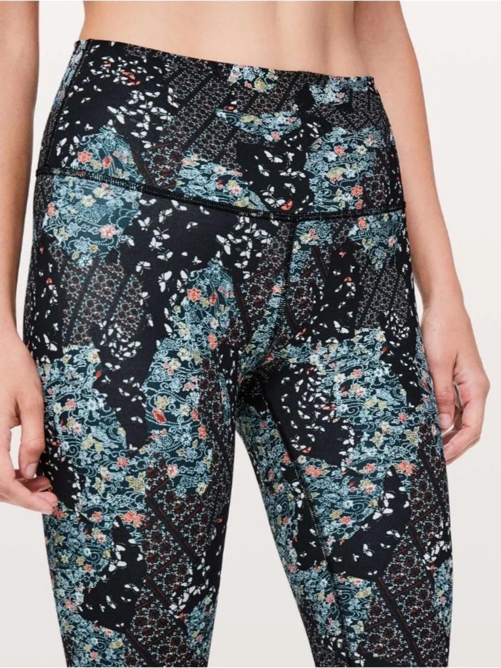 lululemon athletica Wunder Under Black Floral-Print High-Rise Leggings